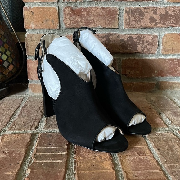 NEW Rachel Zoe Stephanie Black Peep Toe Sandals - Picture 1 of 9